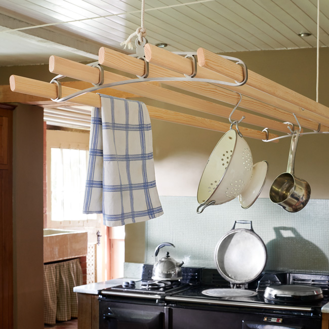 The Pulley Maid modern kitchen clothes airer, pulley operated drying rack